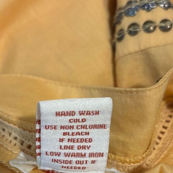 Sundance Sacred Songs Embroidered Yellow Scoop Neck Cotton Tunic Top Medium - Picture 8 of 9